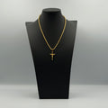 18K Gold Plated Rope Chain Necklace with Crucifix Pendant, 4mm 20 Inch, 316L Stainless Steel